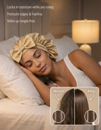 100% Mulberry Silk Sleep Bonnet with Adjustable No-Slip Ribbon Tie