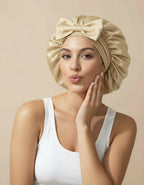 100% Mulberry Silk Sleep Bonnet with Adjustable No-Slip Ribbon Tie